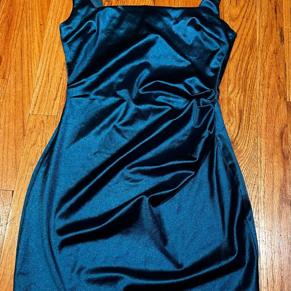 Windsor Teal Satin Mini Dress